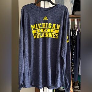 Adidas Michigan Wolverines UMich UofM Men’s XL Hockey Long Sleeve Shirt